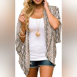 Women's Snake Print Open Front Sheer Cardigan Size Small